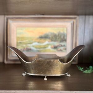 Vintage Brass Footed Bowl Claw Feet Hollywood Regency Decor